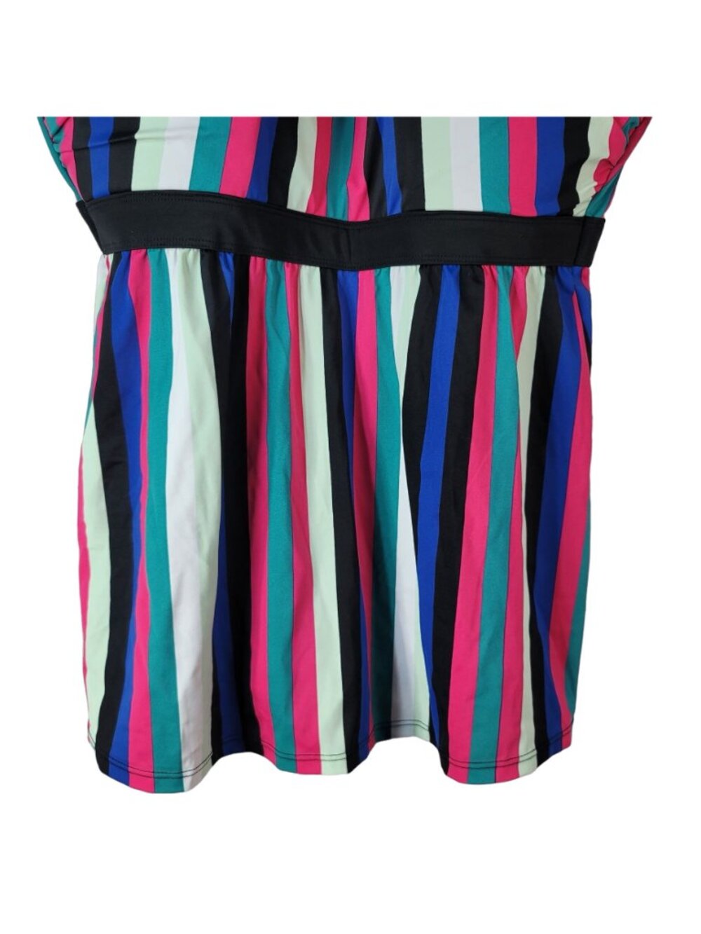 Cacique Swim No Wire Tankini Black Multicolor SZ 18 Lightly Lined Striped NEW - Picture 3 of 10